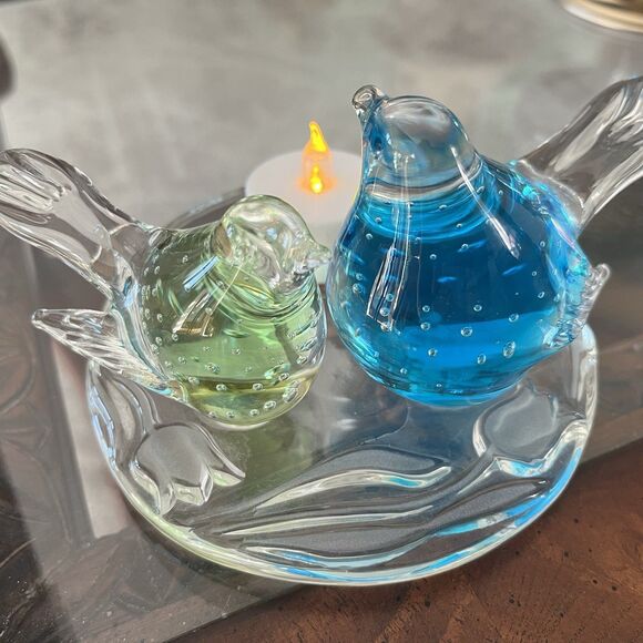 Partylite Birds of Spring Tealight Candle Holder Art Glass Bubbles Rare Retired - Picture 4 of 10